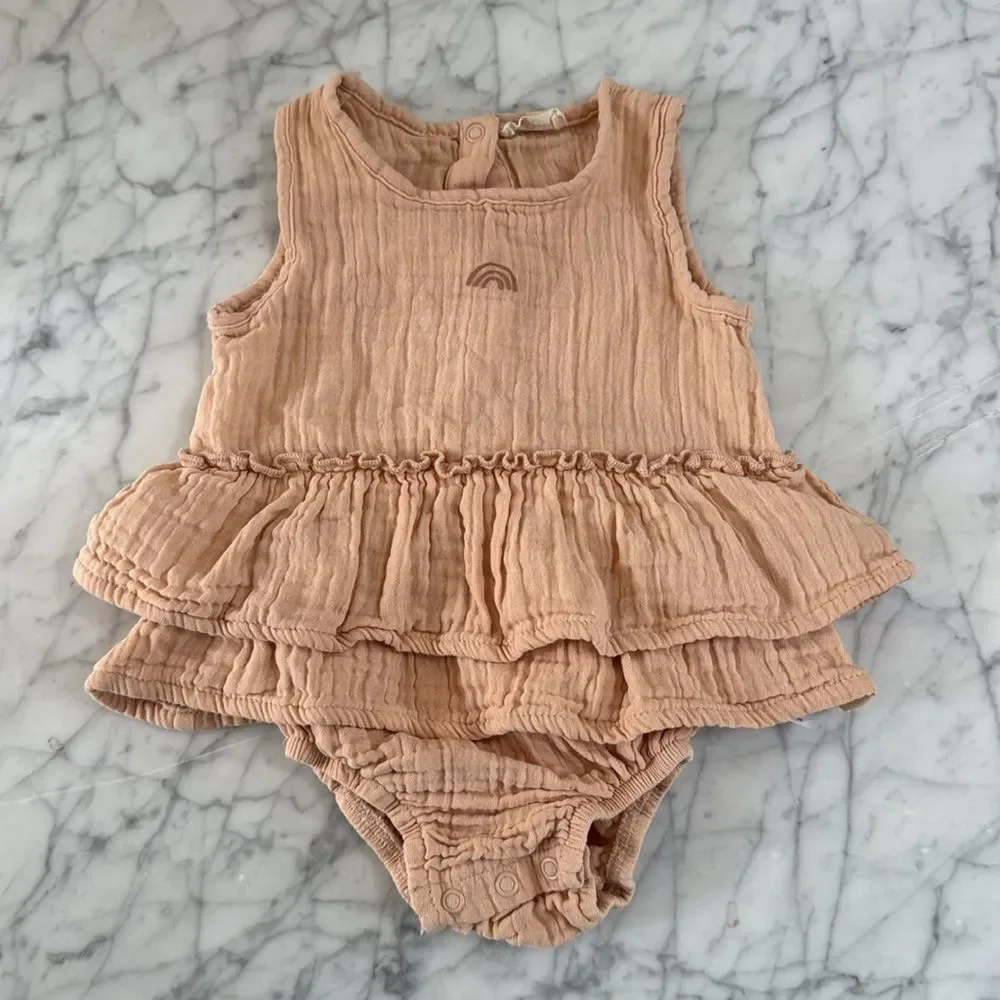 Little Chakra Rainbow Romper Bubble Tiered Sz 12-18 Mo